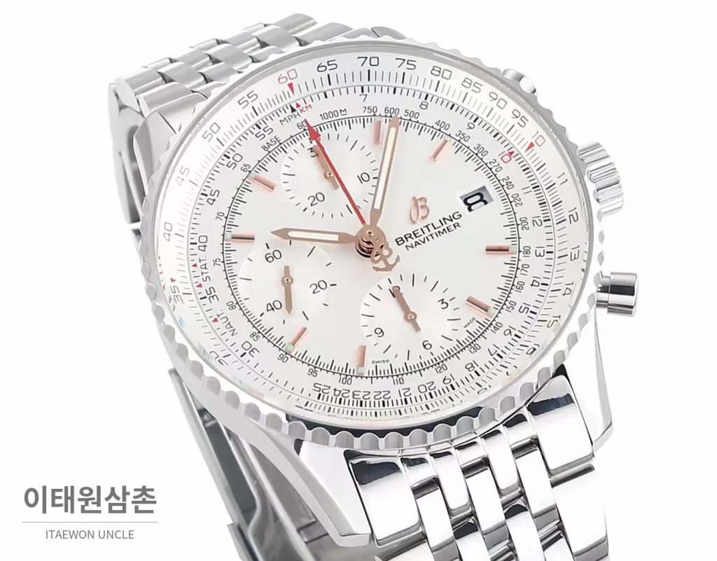 브라이틀링 내비타이머 항공 슬라이드룰 크로노그래프 오토매틱 43mm 블랙 / 화이트 (2)