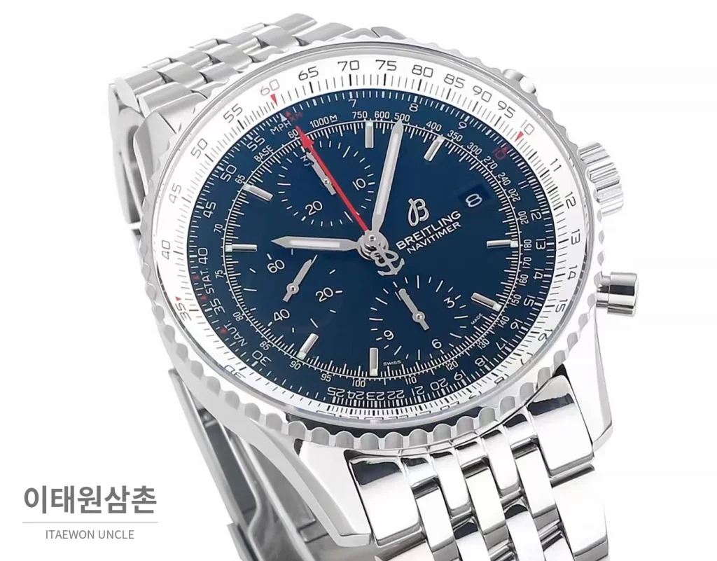 브라이틀링 내비타이머 항공 슬라이드룰 크로노그래프 오토매틱 43mm 블랙 / 화이트