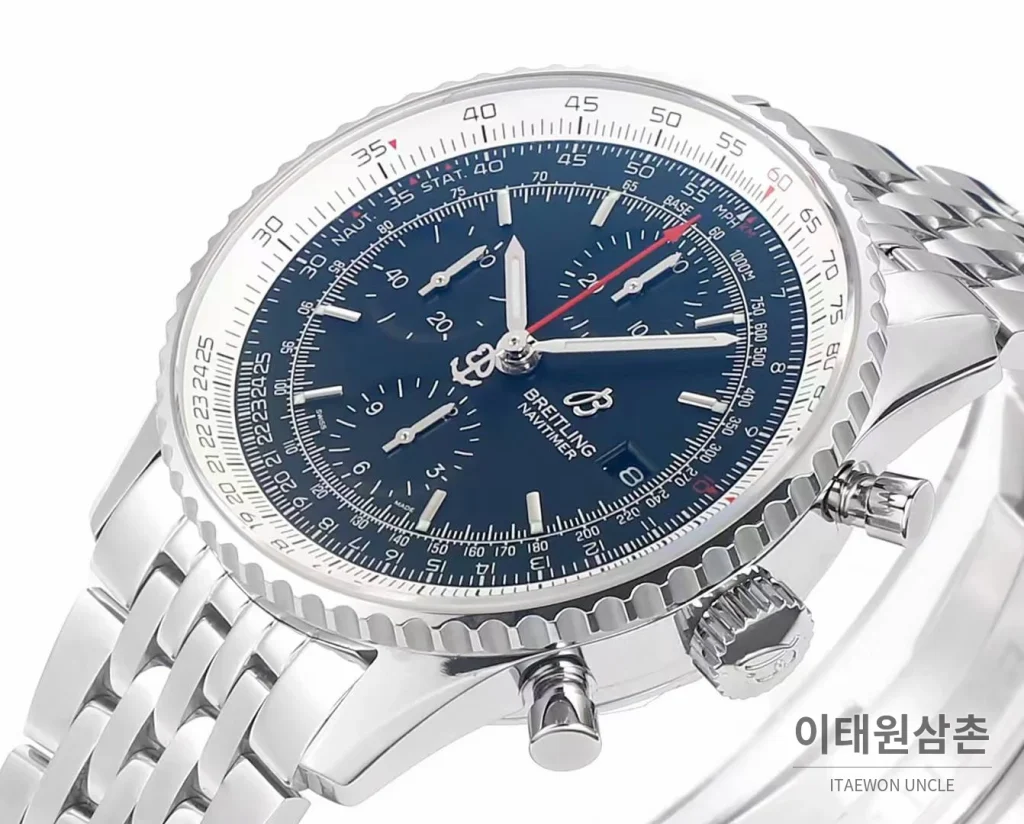 브라이틀링 내비타이머 항공 슬라이드룰 크로노그래프 오토매틱 43mm 블랙 / 화이트