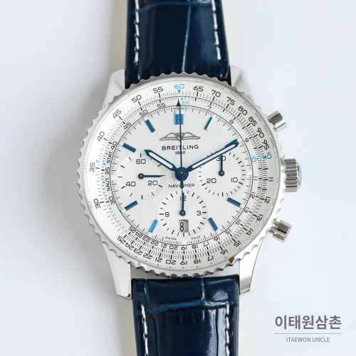 브라이틀링 내비타이머 B01 크로노그래프 오토매틱 43mm 블랙 네이비 가죽 스트랩 브라이틀링 내비타이머 B01 크로노그래프 오토매틱 43mm 블랙 네이비 가죽 스트랩