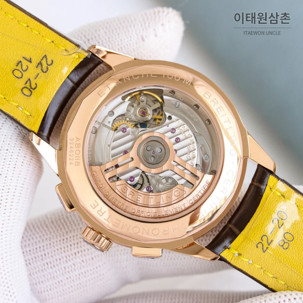 브라이틀링 프리미어 B01 크로노그래프 실버다이얼 오토매틱 42mm 브라운 가죽 스트랩