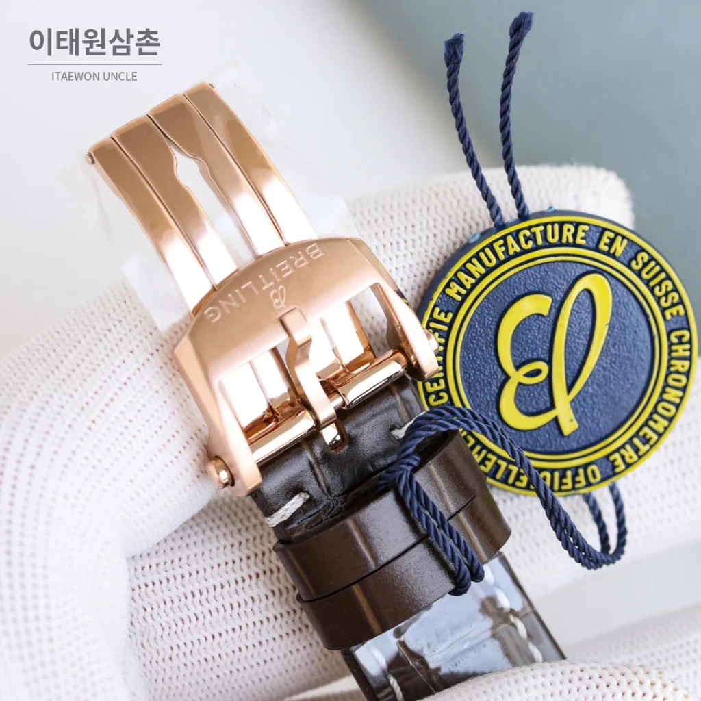 브라이틀링 프리미어 B01 크로노그래프 실버다이얼 오토매틱 42mm 브라운 가죽 스트랩