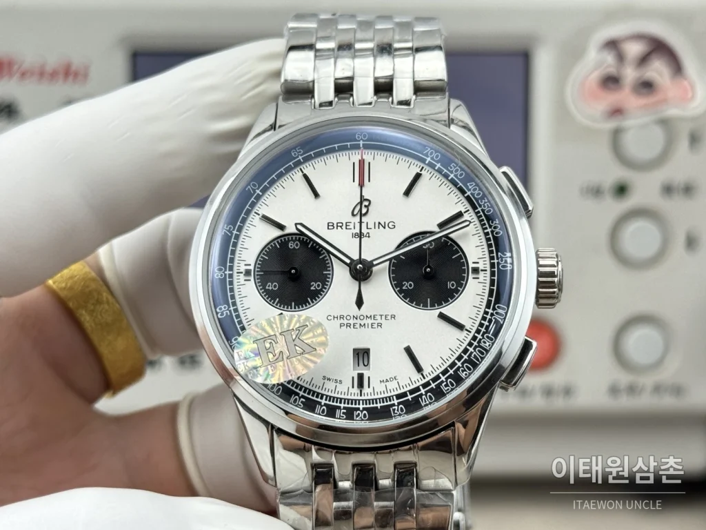 브라이틀링 프리미에 B01 스틸 듀얼카운터 크로노그래프 오토매틱 42mm 화이트 다이얼