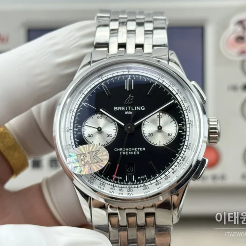 브라이틀링 프리미에 B01 스틸 듀얼카운터 크로노그래프 오토매틱 42mm 블랙 다이얼 (2)