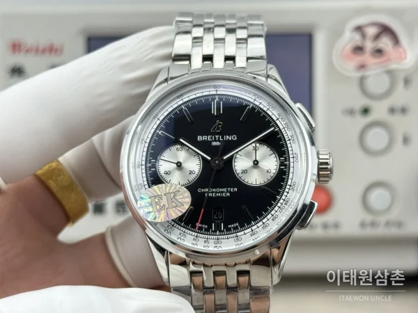 브라이틀링 프리미에 B01 스틸 듀얼카운터 크로노그래프 오토매틱 42mm 블랙 다이얼 (2)