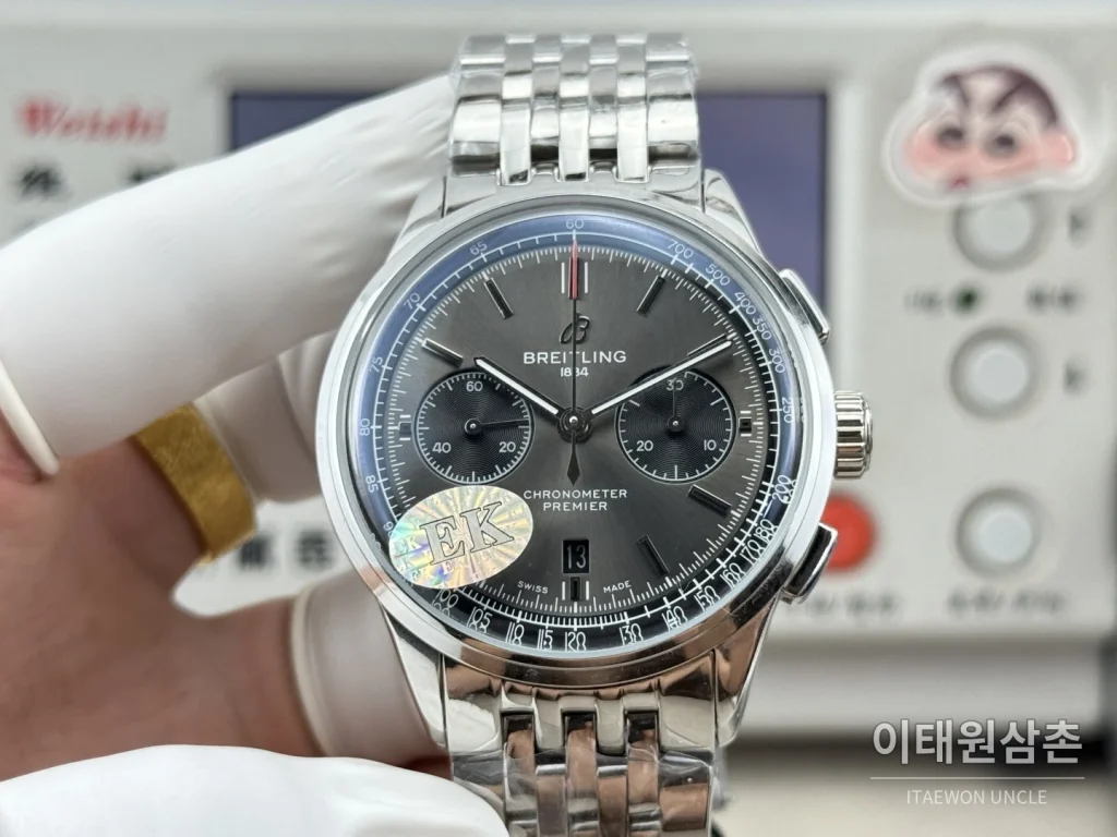 브라이틀링 프리미에 B01 스틸 듀얼카운터 크로노그래프 오토매틱 42mm 그레이 다이얼