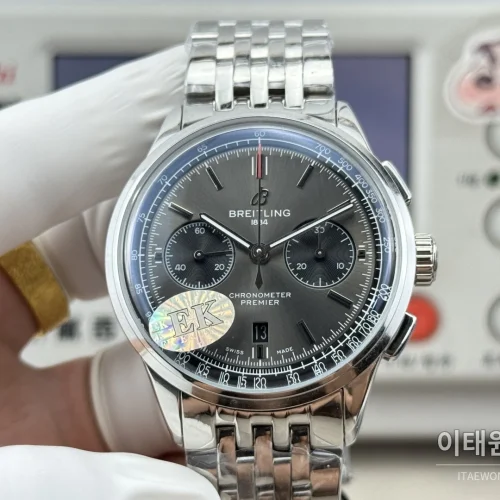 브라이틀링 프리미에 B01 스틸 듀얼카운터 크로노그래프 오토매틱 42mm 그레이 다이얼