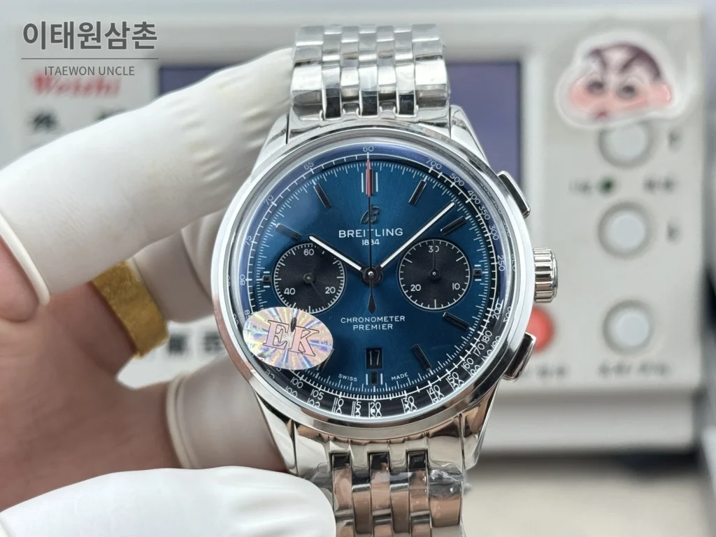 브라이틀링 프리미에 B01 스틸 듀얼카운터 크로노그래프 오토매틱 42mm 블루 다이얼