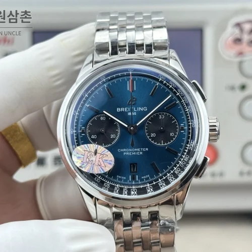 브라이틀링 프리미에 B01 스틸 듀얼카운터 크로노그래프 오토매틱 42mm 블루 다이얼