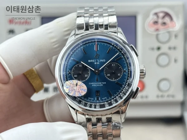 브라이틀링 프리미에 B01 스틸 듀얼카운터 크로노그래프 오토매틱 42mm 블루 다이얼
