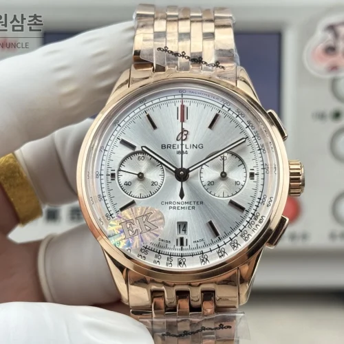 브라이틀링 프리미에 B01 스틸 듀얼카운터 크로노그래프 오토매틱 42mm 실버 다이얼