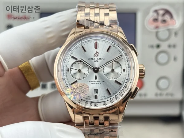 브라이틀링 프리미에 B01 스틸 듀얼카운터 크로노그래프 오토매틱 42mm 실버 다이얼 브라이틀링 프리미에 B01 스틸 듀얼카운터 크로노그래프 오토매틱 42mm 실버 다이얼