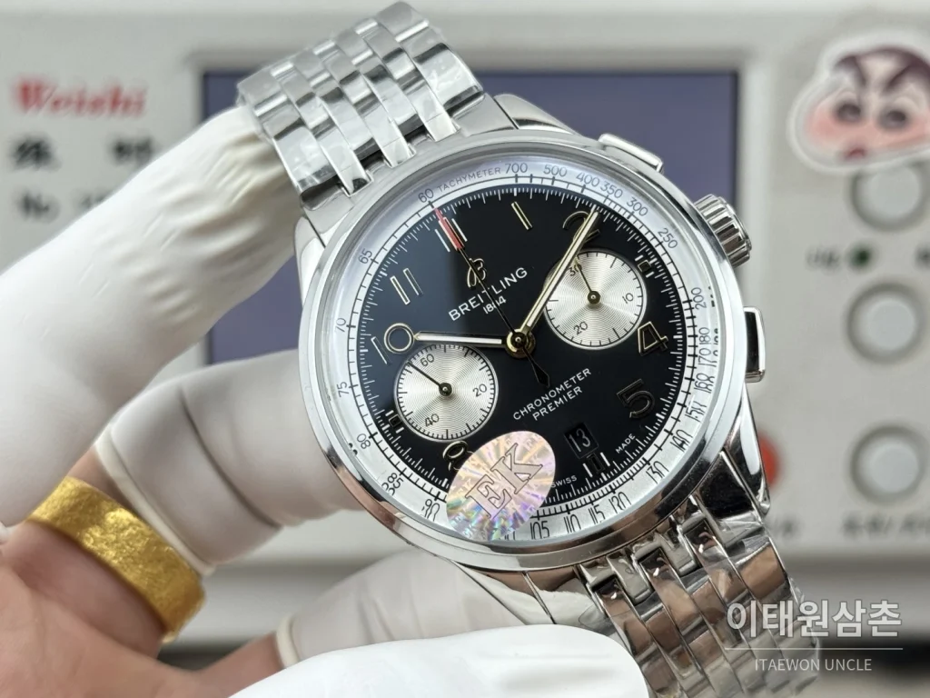 브라이틀링 프리미에 B01 스틸 듀얼카운터 크로노그래프 오토매틱 42mm 블랙 다이얼
