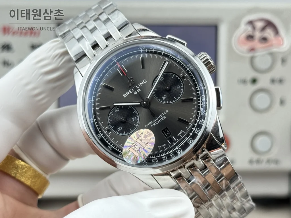 브라이틀링 프리미에 B01 스틸 듀얼카운터 크로노그래프 오토매틱 42mm 그레이 다이얼