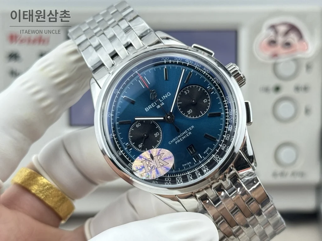 브라이틀링 프리미에 B01 스틸 듀얼카운터 크로노그래프 오토매틱 42mm 블루 다이얼
