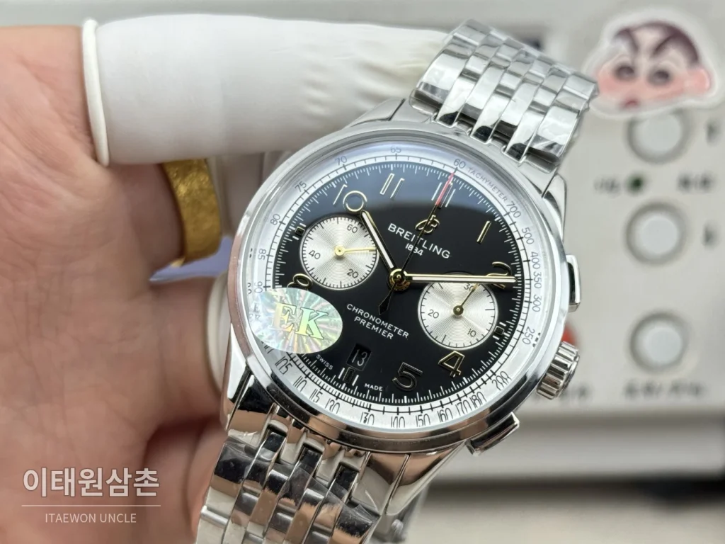 브라이틀링 프리미에 B01 스틸 듀얼카운터 크로노그래프 오토매틱 42mm 블랙 다이얼