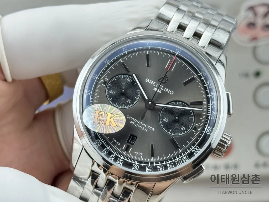 브라이틀링 프리미에 B01 스틸 듀얼카운터 크로노그래프 오토매틱 42mm 그레이 다이얼