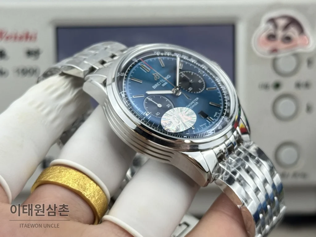 브라이틀링 프리미에 B01 스틸 듀얼카운터 크로노그래프 오토매틱 42mm 블루 다이얼