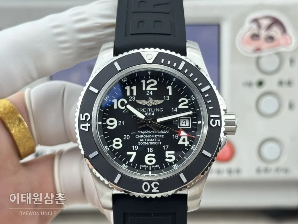 브라이틀링 슈퍼오션 316 스틸 단방향베젤 오토메틱 블랙 다이얼