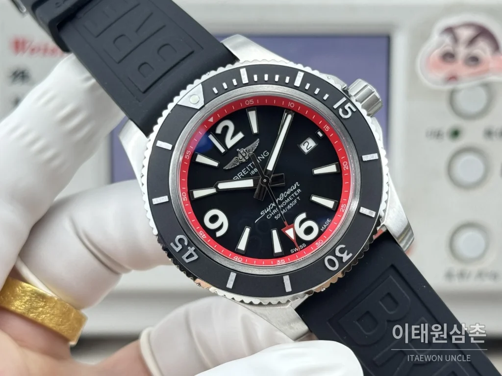 브라이틀링 슈퍼오션 316L 스틸 단방향베젤 오토메틱 블랙 다이얼 (2)