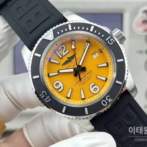 브라이틀링 슈퍼오션 316L 스틸 단방향베젤 오토메틱 오렌지 다이얼 (2) 브라이틀링 슈퍼오션 316L 스틸 단방향베젤 오토메틱 오렌지 다이얼 (2)