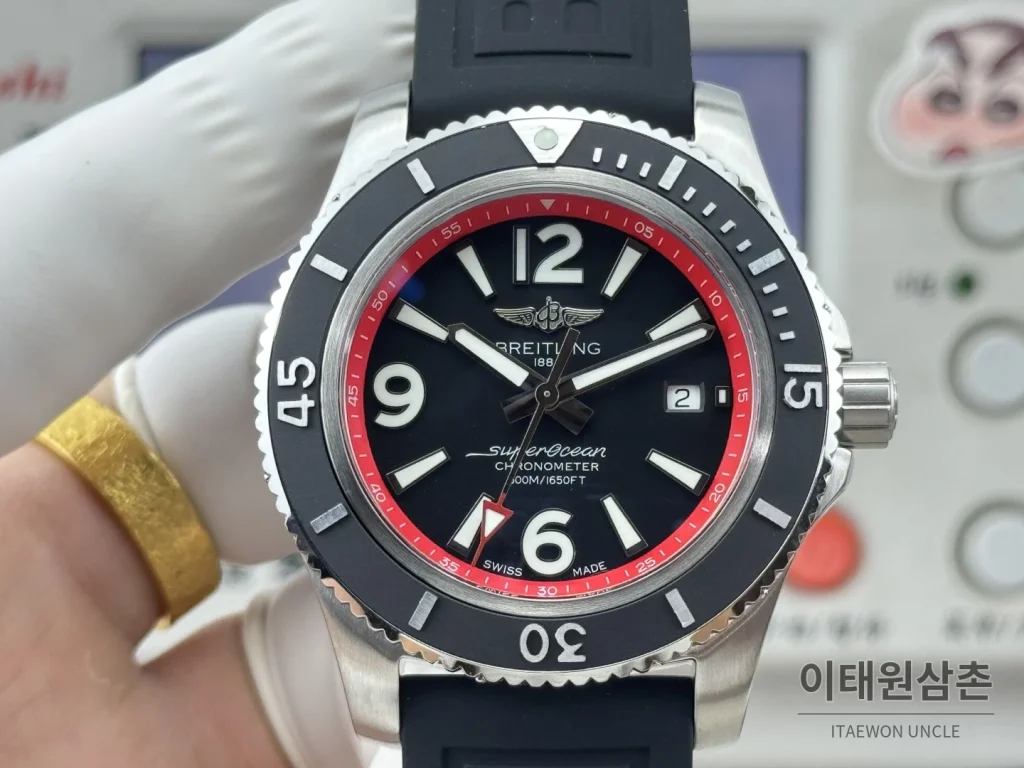 브라이틀링 슈퍼오션 316L 스틸 단방향베젤 오토메틱 블랙 다이얼 (2)