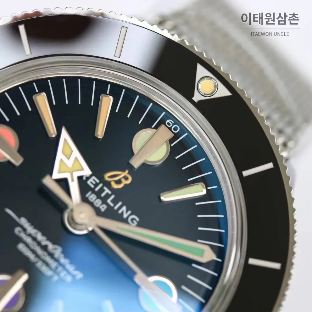 브라이틀링 슈퍼오션 헤리티지 57 빈티지 다이버 블랙다이얼 오토매틱 42mm 스틸 브레이슬릿 블랙 베젤 (2)