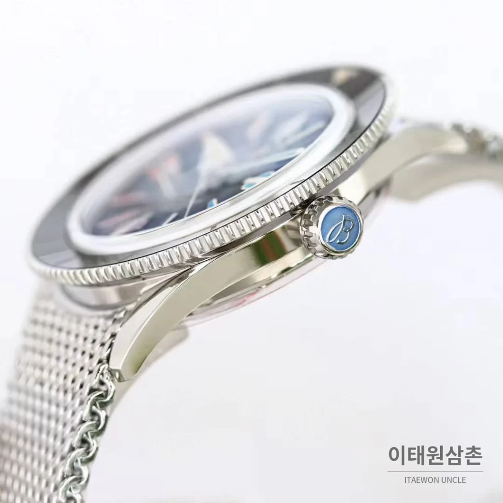 브라이틀링 슈퍼오션 헤리티지 57 빈티지 다이버 블랙다이얼 오토매틱 42mm 스틸 브레이슬릿 블랙 베젤 (2)