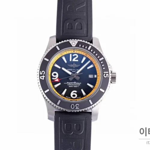 브라이틀링 슈퍼오션 스틸 블랙다이얼 다이버 오토매틱 42mm (9) 브라이틀링 슈퍼오션 스틸 블랙다이얼 다이버 오토매틱 42mm 블랙 러버 스트랩 블랙 베젤 (5)