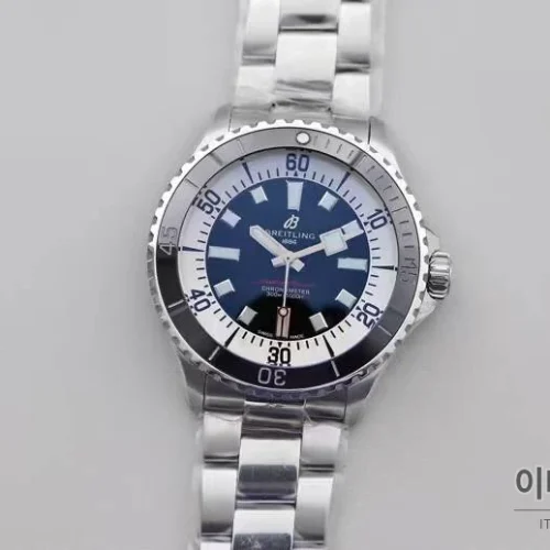 브라이틀링 슈퍼오션 스틸 블랙다이얼 다이버 오토매틱 44mm 스틸 브레이슬릿 실버 베젤 (2)