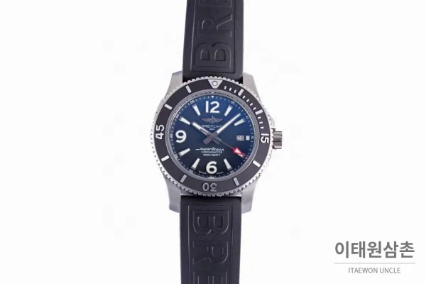 브라이틀링 슈퍼오션 스틸 블랙다이얼 다이버 오토매틱 42mm 블랙 러버 스트랩 블랙 베젤 (2)