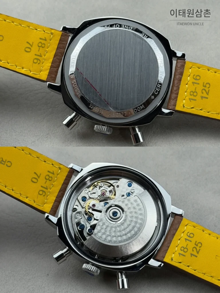 브라이틀링 탑타임 B01 레이싱 가면라이더 리미티드 크로노그래프 오토매틱 38mm 블랙 다이얼 브라운 가죽 스트랩 (2)