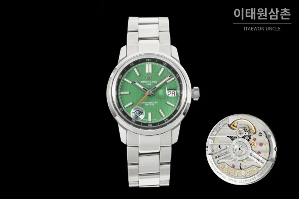 브라이틀링 탑타임 B31 브러시드케이스 레더스트랩 오토매틱 38mm 그린 다이얼 (2) 브라이틀링 탑타임 B31 브러시드케이스 레더스트랩 오토매틱 38mm 그린 다이얼 (2)