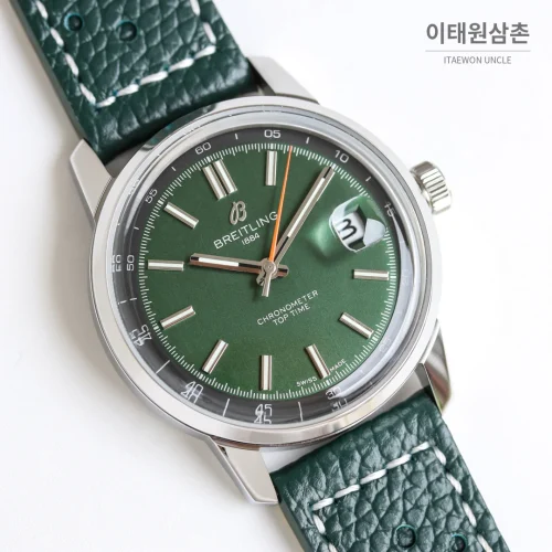 브라이틀링 탑타임 B31 실버다이얼 레더브레이슬릿 오토매틱 38mm
