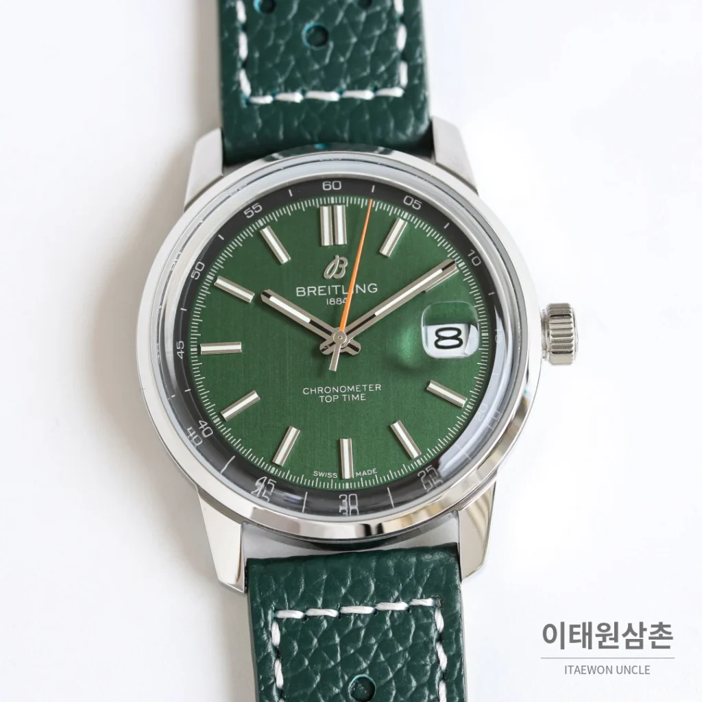 브라이틀링 탑타임 B31 실버다이얼 레더브레이슬릿 오토매틱 38mm