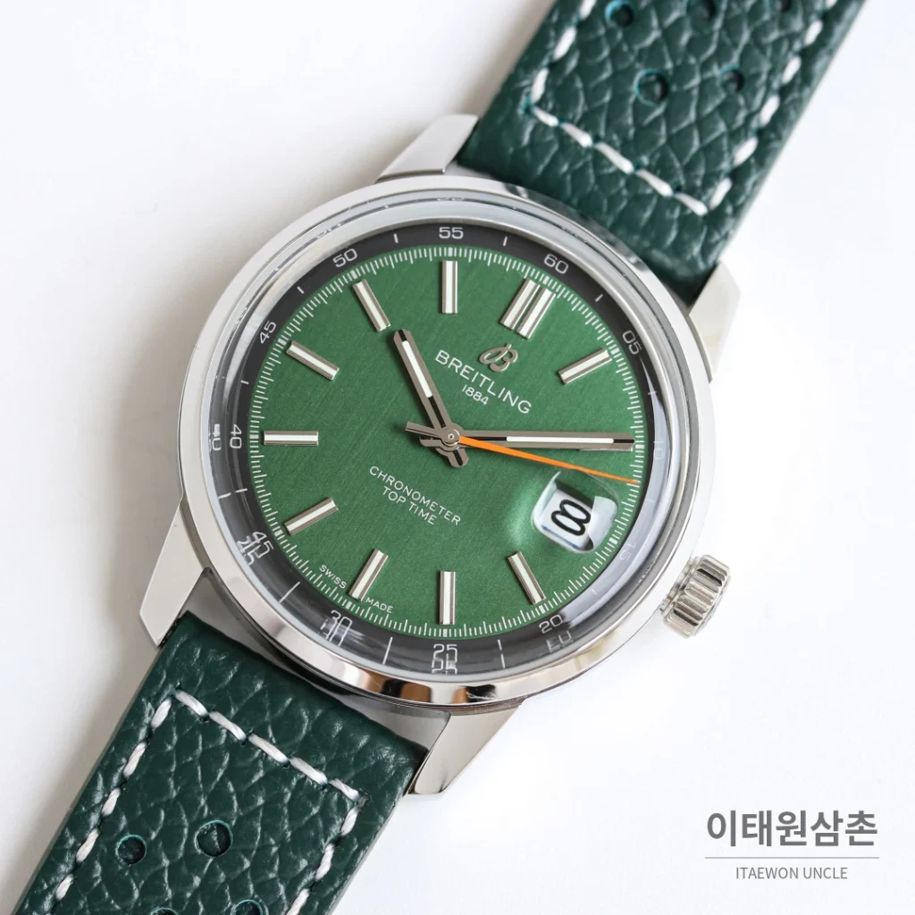 브라이틀링 탑타임 B31 실버다이얼 레더브레이슬릿 오토매틱 38mm