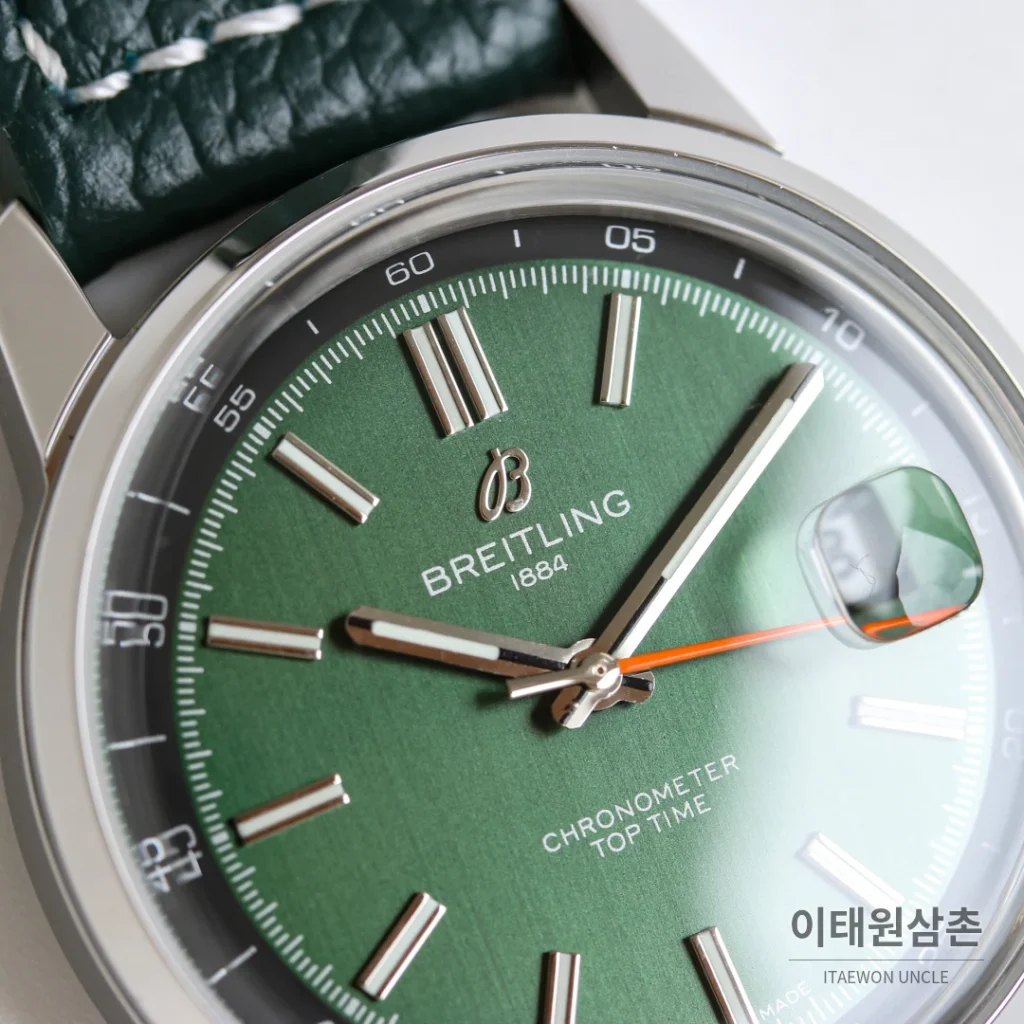 브라이틀링 탑타임 B31 실버다이얼 레더브레이슬릿 오토매틱 38mm