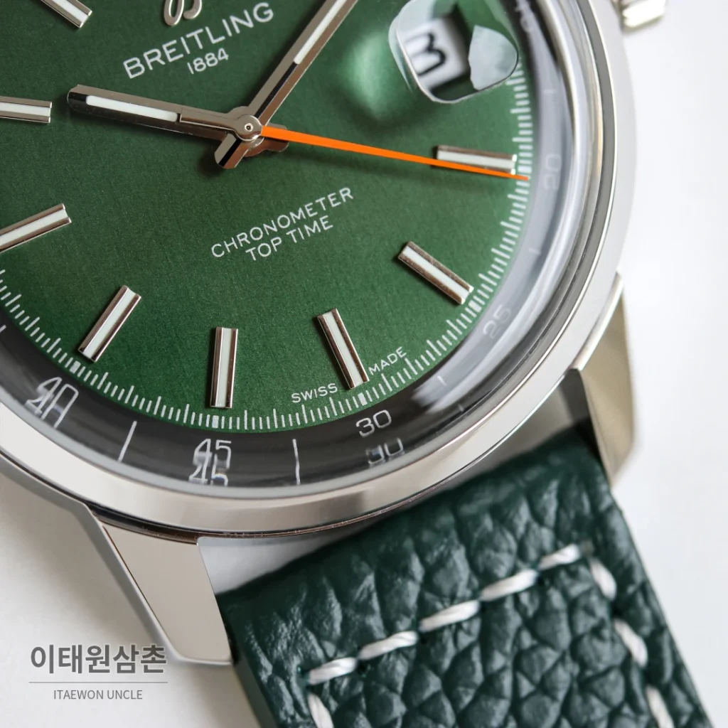 브라이틀링 탑타임 B31 실버다이얼 레더브레이슬릿 오토매틱 38mm