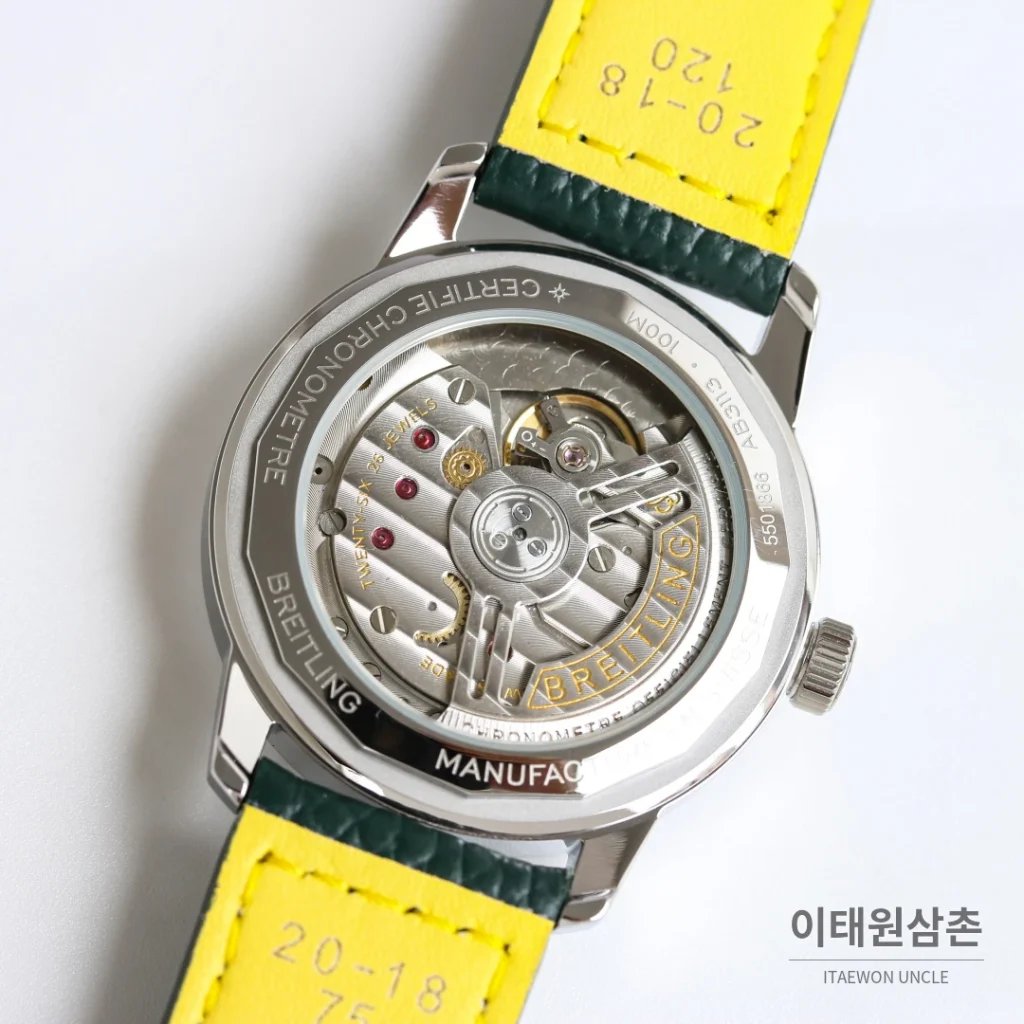 브라이틀링 탑타임 B31 실버다이얼 레더브레이슬릿 오토매틱 38mm