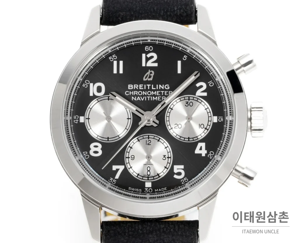 브라이틀링 트랜스오션 크로노그래프 블랙다이얼 스틸 오토매틱 41mm