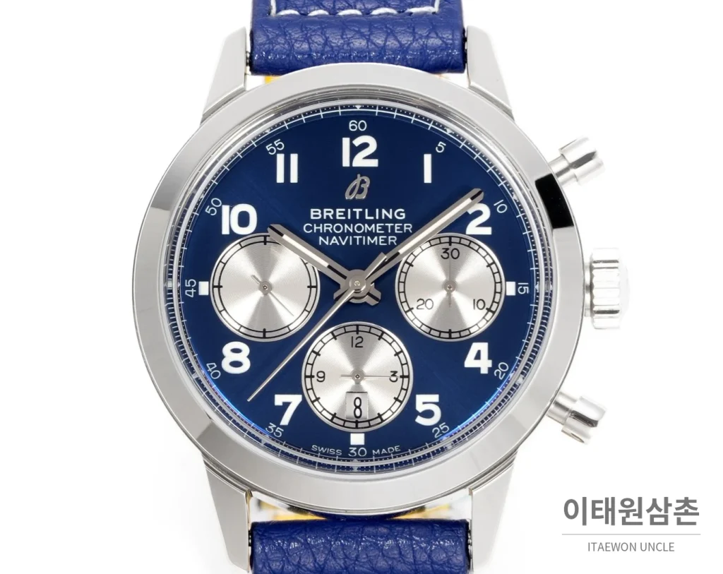 브라이틀링 트랜스오션 크로노그래프 블루다이얼 스틸 오토매틱 41mm
