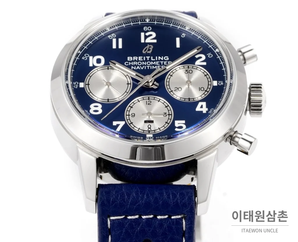 브라이틀링 트랜스오션 크로노그래프 블루다이얼 스틸 오토매틱 41mm