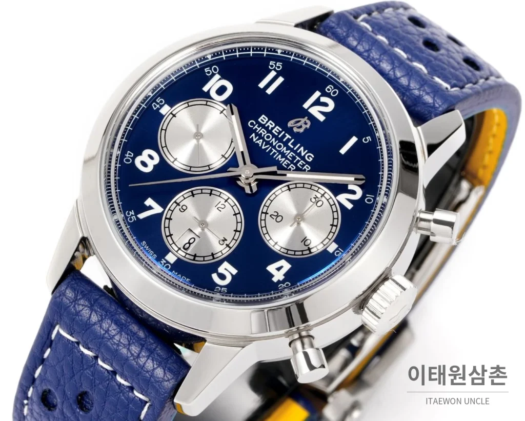 브라이틀링 트랜스오션 크로노그래프 블루다이얼 스틸 오토매틱 41mm