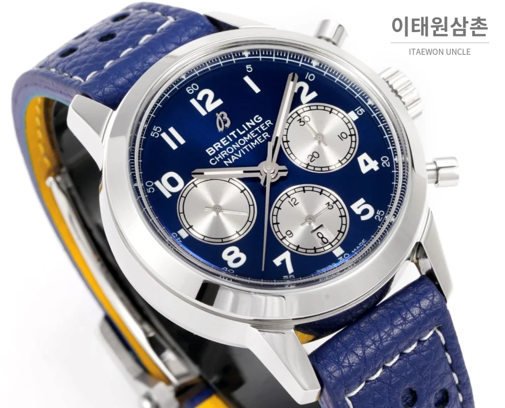 브라이틀링 트랜스오션 크로노그래프 블루다이얼 스틸 오토매틱 41mm