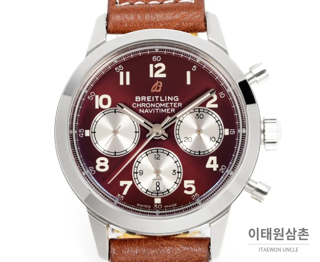 브라이틀링 트랜스오션 크로노그래프 브라운다이얼 스틸 오토매틱 41mm