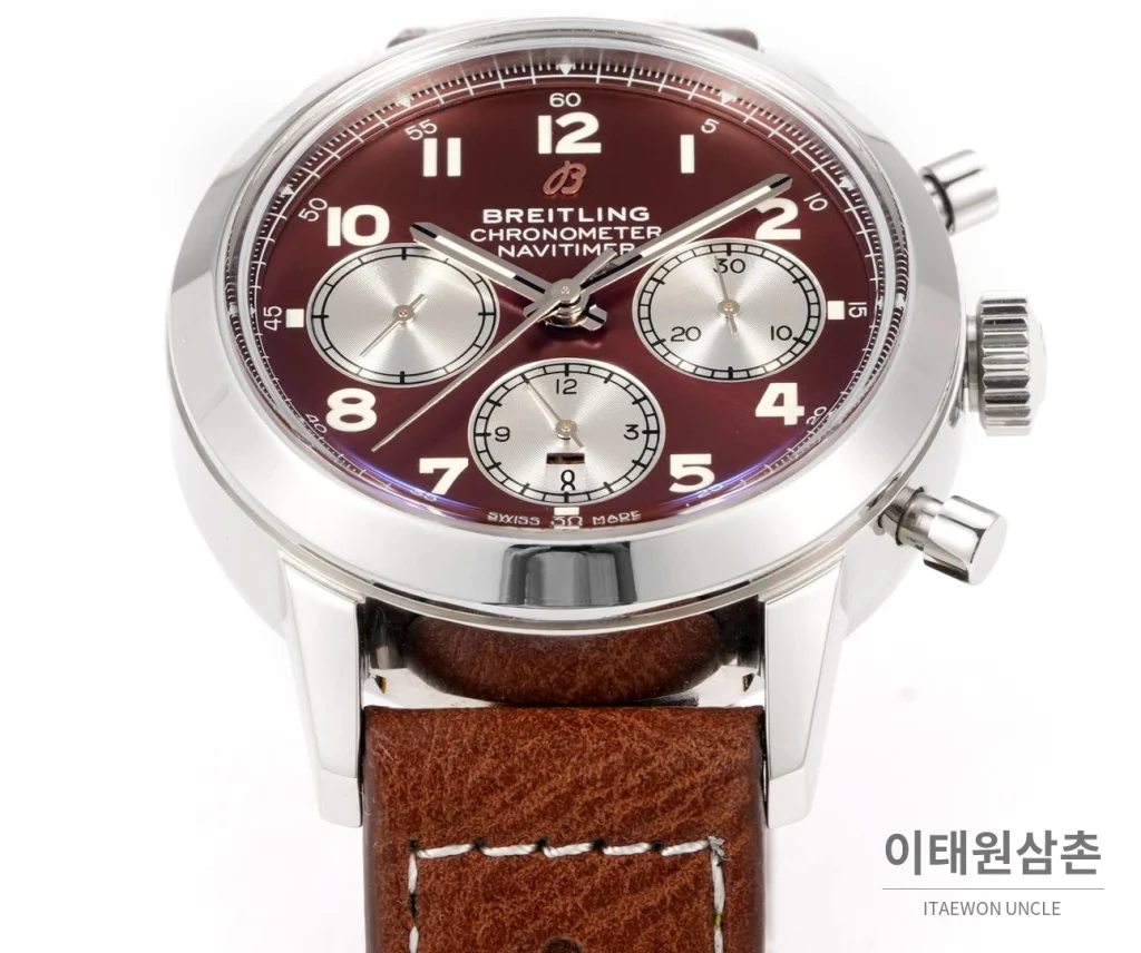 브라이틀링 트랜스오션 크로노그래프 브라운다이얼 스틸 오토매틱 41mm