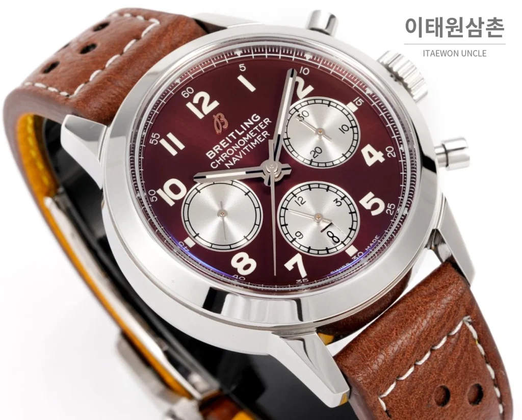 브라이틀링 트랜스오션 크로노그래프 브라운다이얼 스틸 오토매틱 41mm