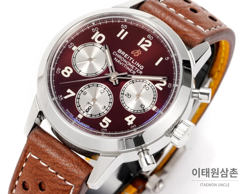 브라이틀링 트랜스오션 크로노그래프 브라운다이얼 스틸 오토매틱 41mm