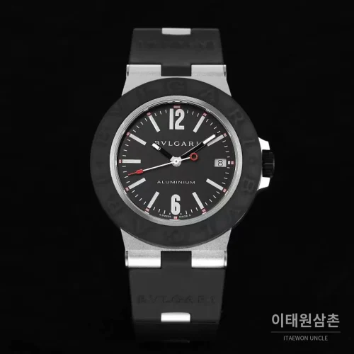 불가리 알루미늄 스틸 러버베젤 데이트 오토매틱 40mm 블랙 (2)