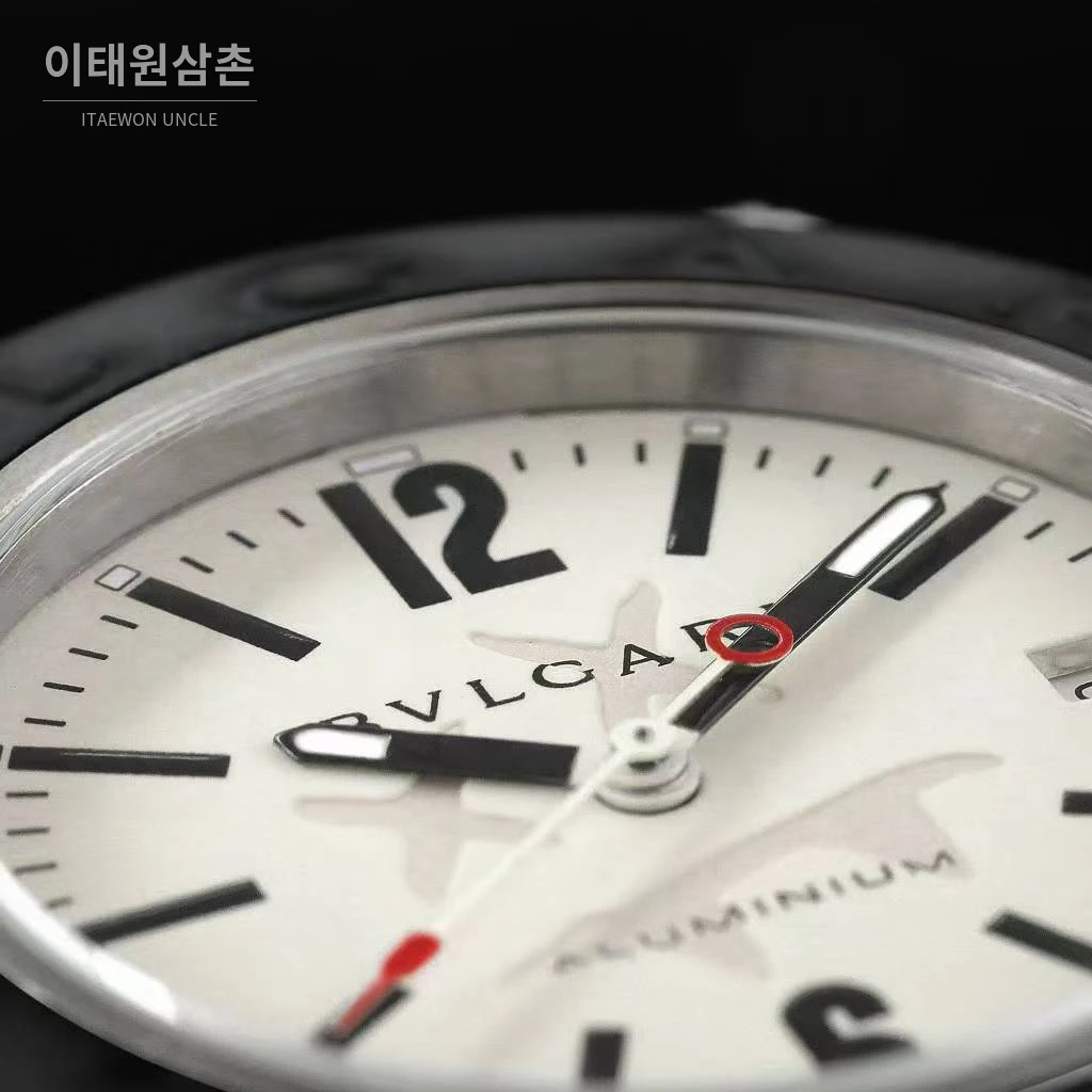 불가리 알루미늄 스틸 러버베젤 데이트 오토매틱 40mm 블랙 (3)